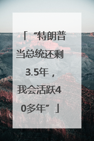 “特朗普当总统还剩3.5年，我会活跃40多年”