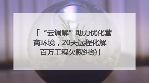 “云调解”助力优化营商环境，20天远程化解百万工程欠款纠纷