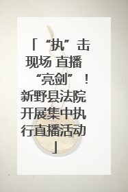“执”击现场 直播“亮剑”！新野县法院开展集中执行直播活动