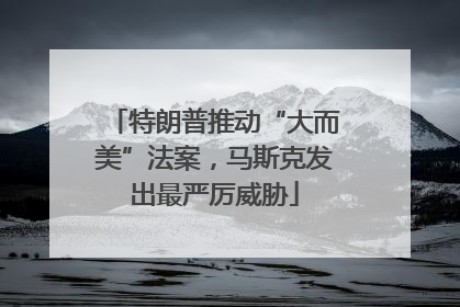 特朗普推动“大而美”法案，马斯克发出最严厉威胁