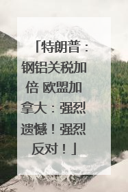 特朗普：钢铝关税加倍 欧盟加拿大：强烈遗憾！强烈反对！