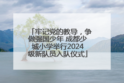 牢记党的教导，争做强国少年 成都少城小学举行2024级新队员入队仪式