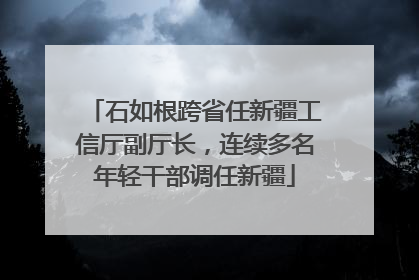 石如根跨省任新疆工信厅副厅长，连续多名年轻干部调任新疆