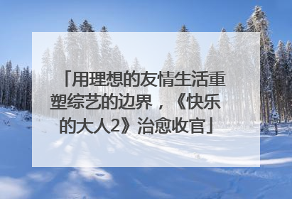 用理想的友情生活重塑综艺的边界，《快乐的大人2》治愈收官