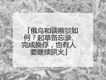 俄乌和谈前景如何？起草备忘录、完成换俘，也有人要继续拱火