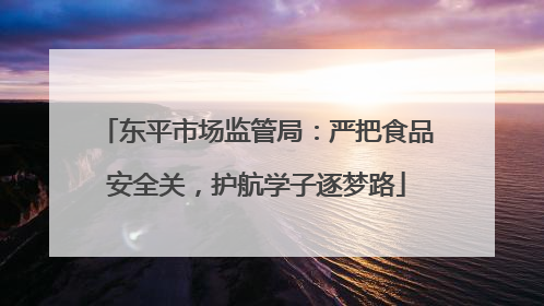 东平市场监管局：严把食品安全关，护航学子逐梦路