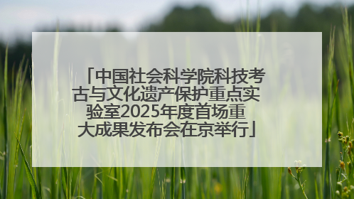 中国社会科学院科技考古与文化遗产保护重点实验室2025年度首场重大成果发布会在京举行