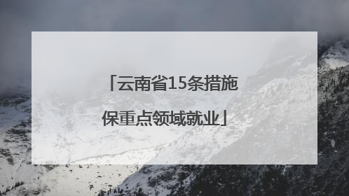 云南省15条措施保重点领域就业