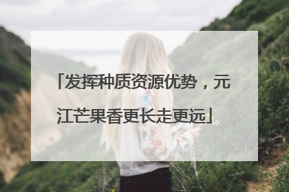 发挥种质资源优势，元江芒果香更长走更远