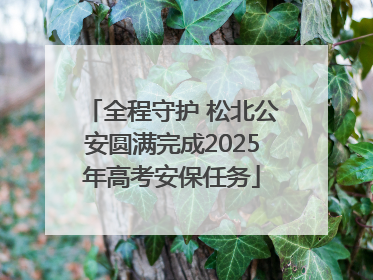 全程守护 松北公安圆满完成2025年高考安保任务