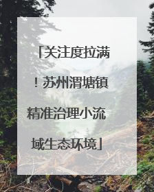 关注度拉满！苏州渭塘镇精准治理小流域生态环境