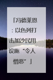 冯德莱恩：以色列打击加沙民用设施“令人憎恶”