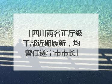 四川两名正厅级干部近期履新，均曾任遂宁市市长