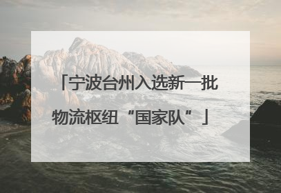 宁波台州入选新一批物流枢纽“国家队”