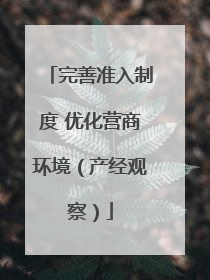 完善准入制度 优化营商环境（产经观察）