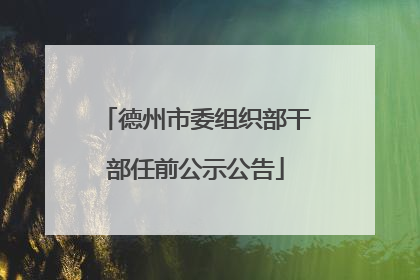 德州市委组织部干部任前公示公告