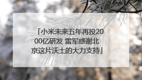 小米未来五年再投2000亿研发 雷军感谢北京这片沃土的大力支持