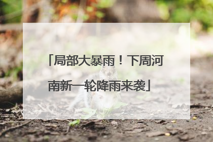 局部大暴雨！下周河南新一轮降雨来袭