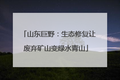 山东巨野：生态修复让废弃矿山变绿水青山