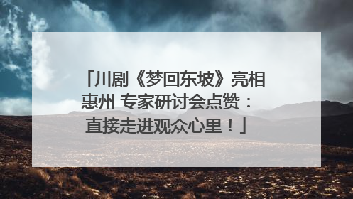 川剧《梦回东坡》亮相惠州 专家研讨会点赞：直接走进观众心里！