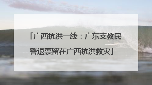 广西抗洪一线：广东支教民警退票留在广西抗洪救灾