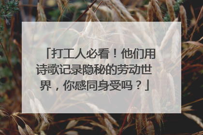 打工人必看！他们用诗歌记录隐秘的劳动世界，你感同身受吗？
