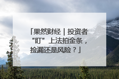 果然财经｜投资者“盯”上法拍金条，捡漏还是风险？