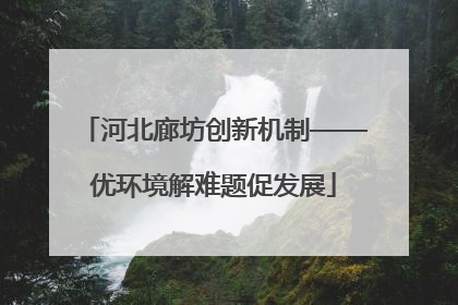 河北廊坊创新机制——优环境解难题促发展