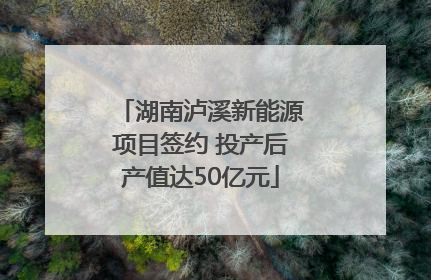 湖南泸溪新能源项目签约 投产后产值达50亿元