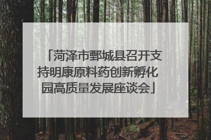 菏泽市鄄城县召开支持明康原料药创新孵化园高质量发展座谈会