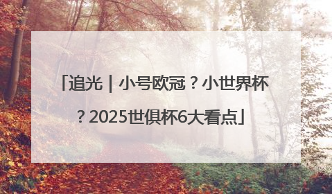 追光｜小号欧冠？小世界杯？2025世俱杯6大看点