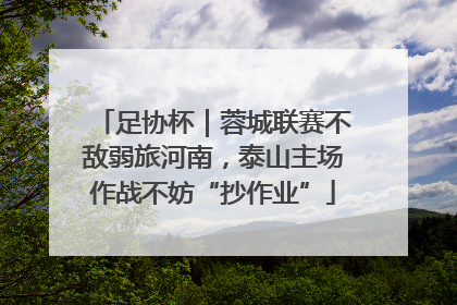 足协杯｜蓉城联赛不敌弱旅河南，泰山主场作战不妨“抄作业”