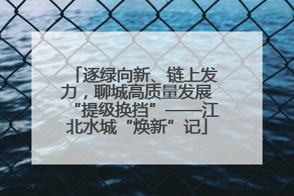逐绿向新、链上发力，聊城高质量发展“提级换挡”——江北水城“焕新”记