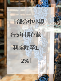 部分中小银行5年期存款利率降至1.2%