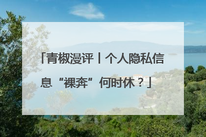 青椒漫评丨个人隐私信息“裸奔”何时休？