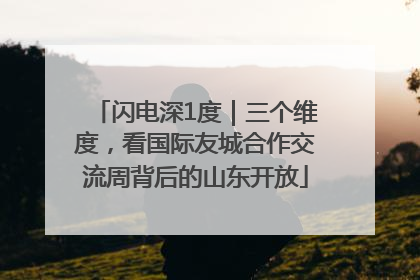 闪电深1度｜三个维度，看国际友城合作交流周背后的山东开放