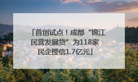 首创试点！成都“锦江民营发展贷”为118家民企授信1.7亿元