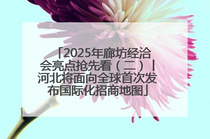 2025年廊坊经洽会亮点抢先看（二）丨河北将面向全球首次发布国际化招商地图
