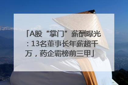 A股“掌门”薪酬曝光：13名董事长年薪超千万，药企霸榜前三甲